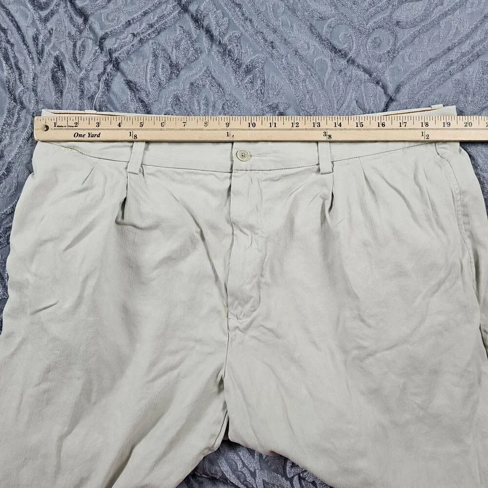 Tommy Bahama Pants Mens 39x28* Beige Silk Blend Pleated Golf Chino Casual Relax
